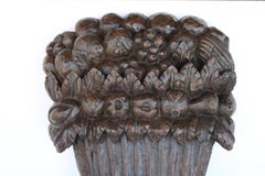 Hand Carved Folk Art Wood Basket