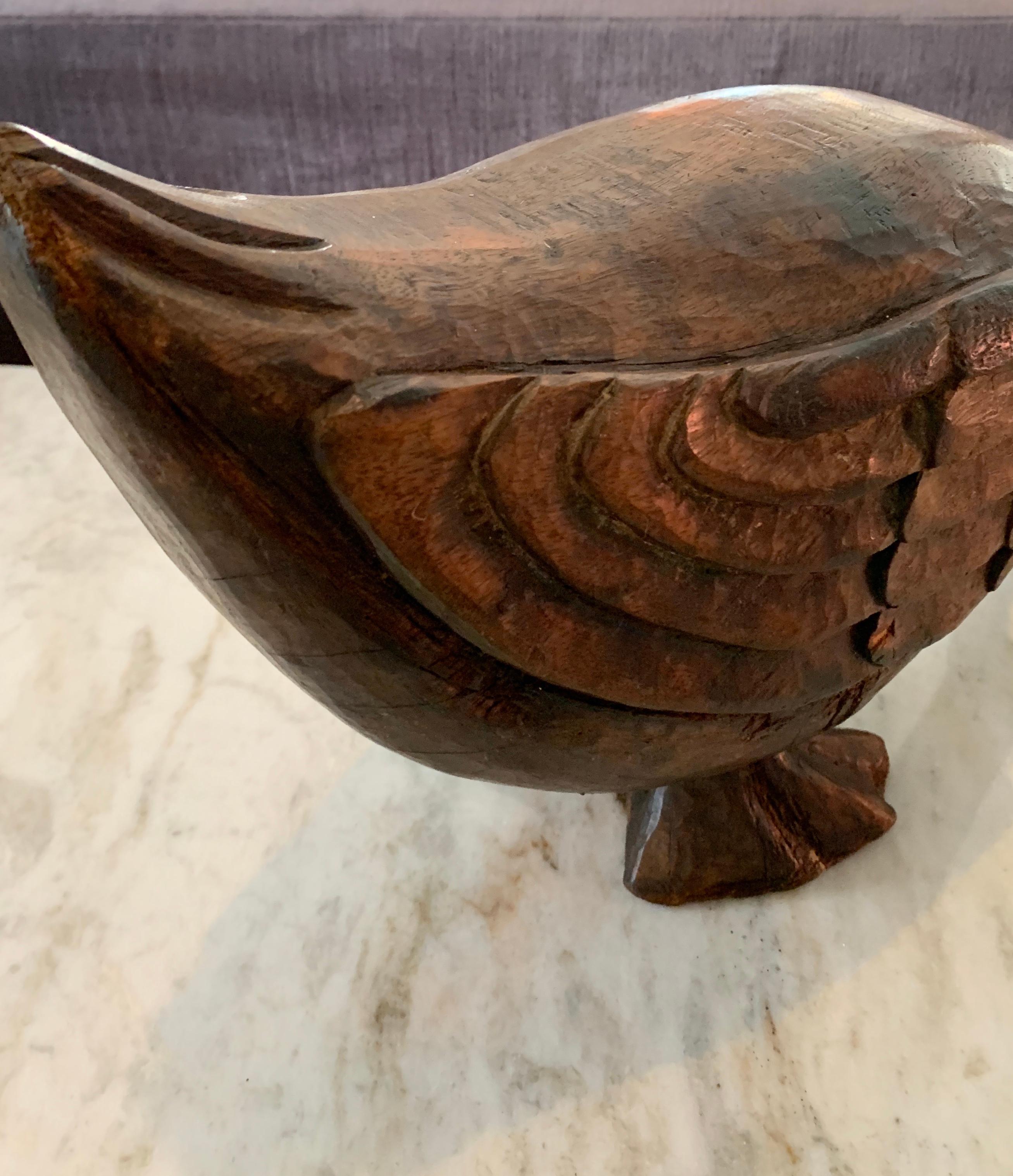 Hand Carved Folk Art Wooden Duck In Good Condition For Sale In Los Angeles, CA