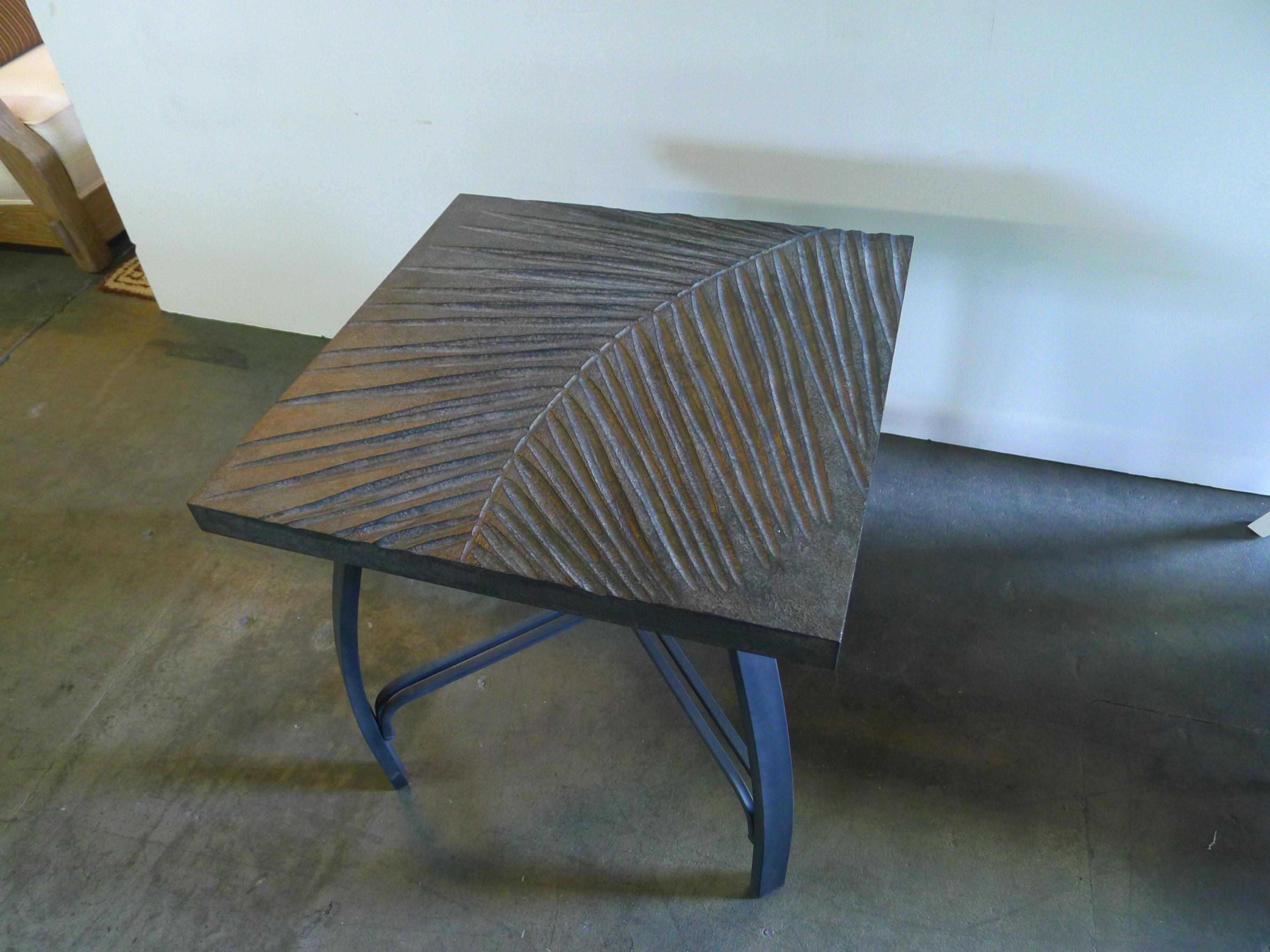 Modern Hand Carved Fossil Table by Paul Marra Design For Sale