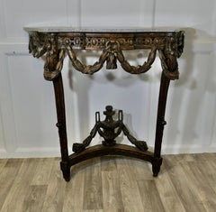 Hand Carved French Console Table, with Granite Top