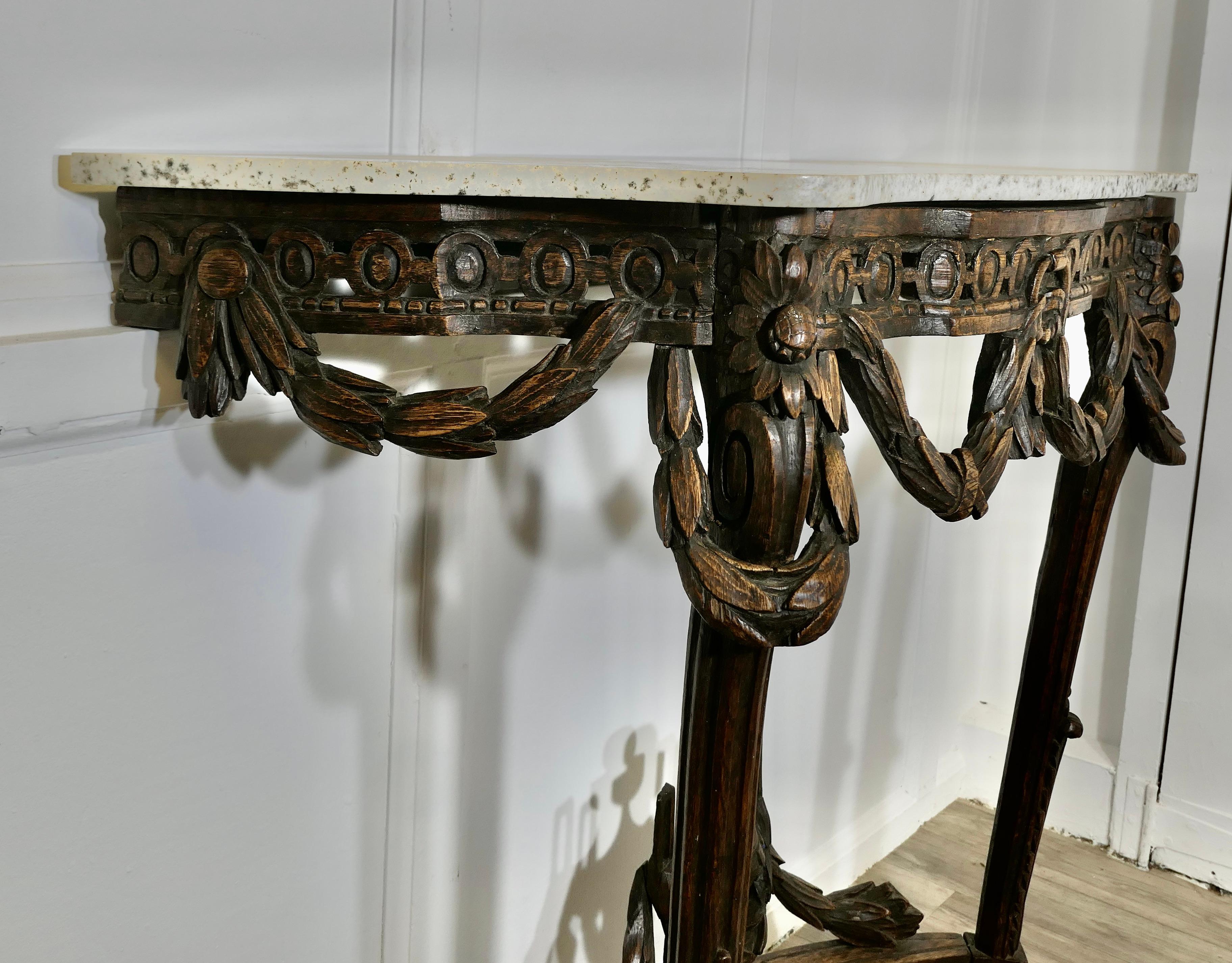 Hand Carved French Console Table, with Granite Top For Sale 2
