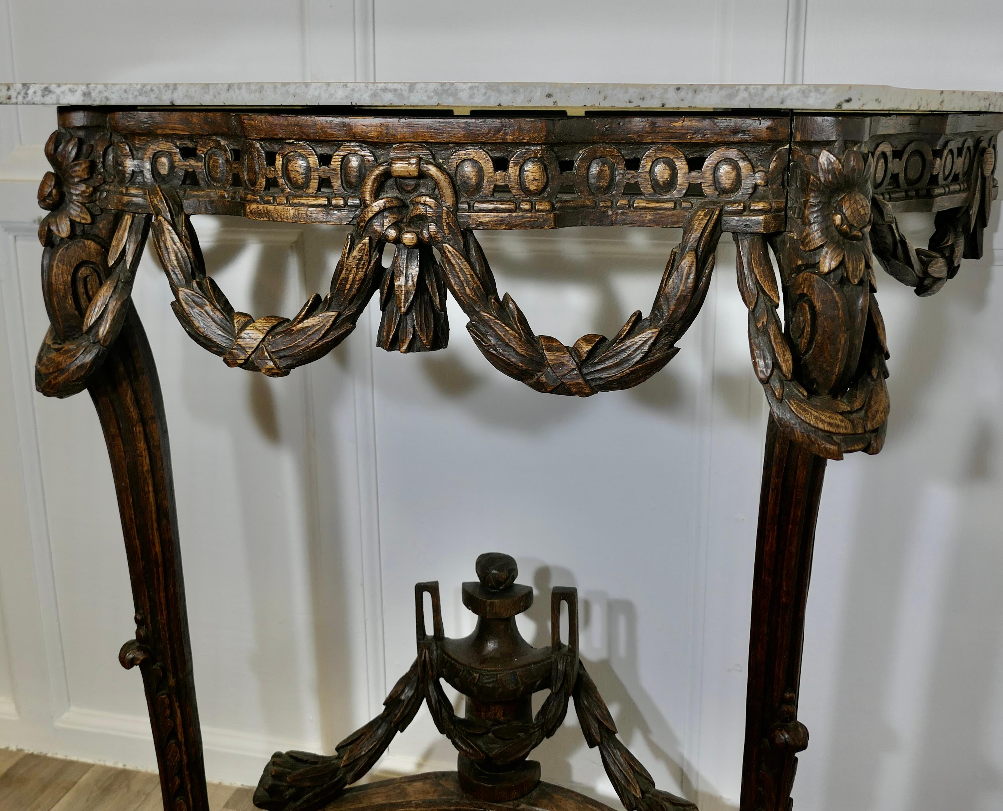 Hand Carved French Console Table, with Granite Top For Sale 4