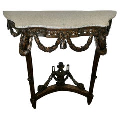 Antique Hand Carved French Console Table, with Granite Top