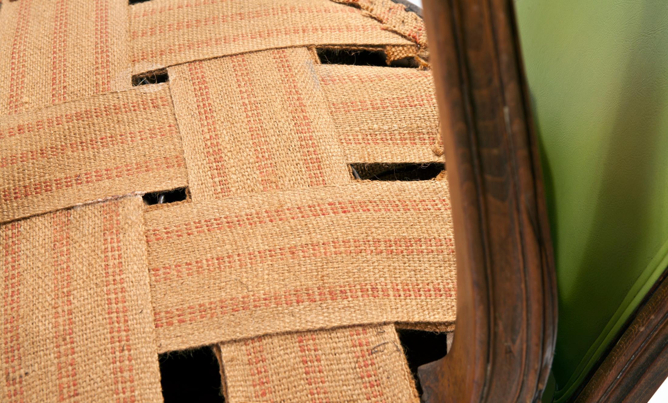 Hand Carved French Dining Chairs/Chartreuse Vinyl Upholstery - Set/4 2