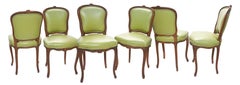 Hand Carved French Dining Chairs/Chartreuse Vinyl Upholstery - Set/4
