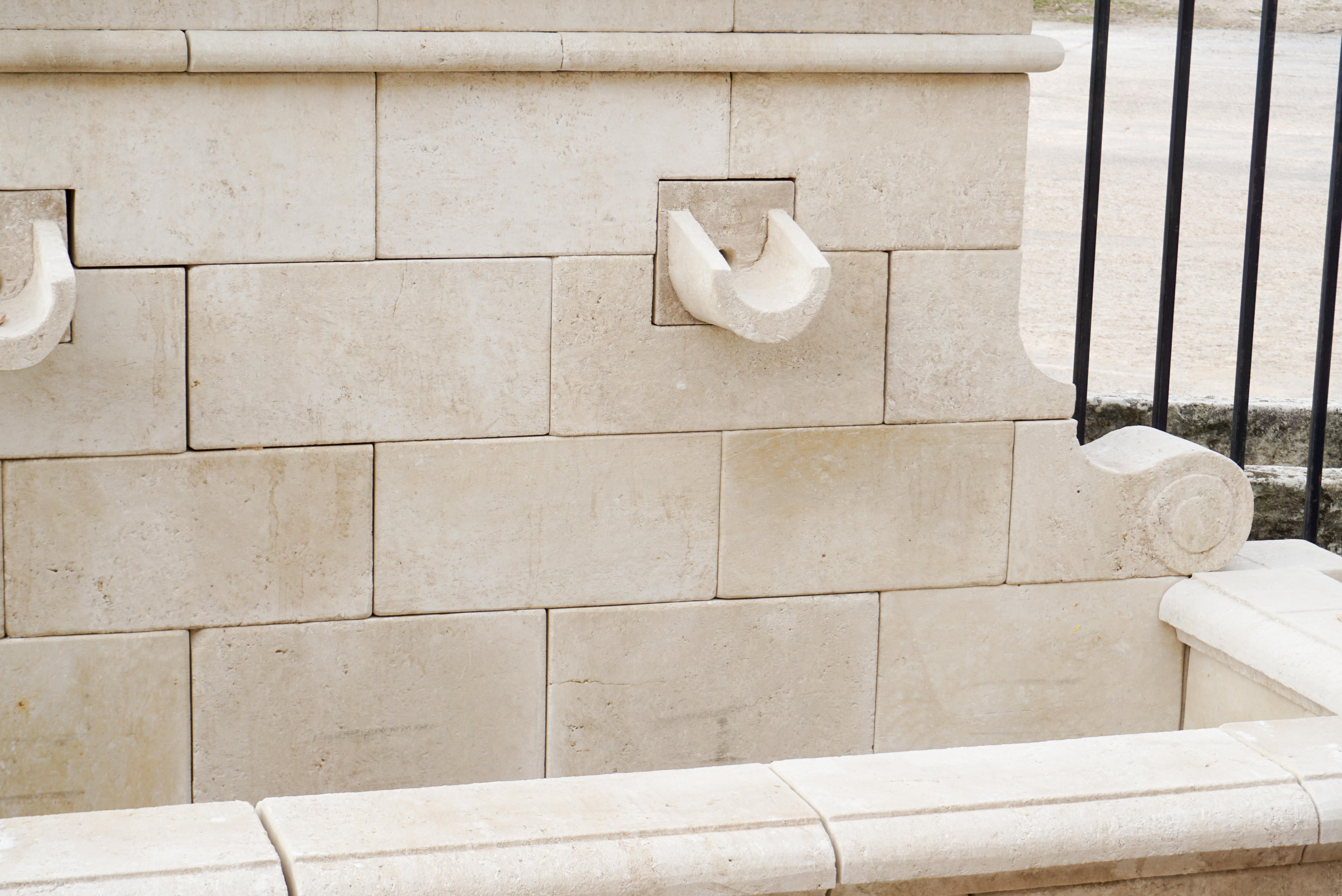 Hand Carved French Limestone Wall Fountain 1