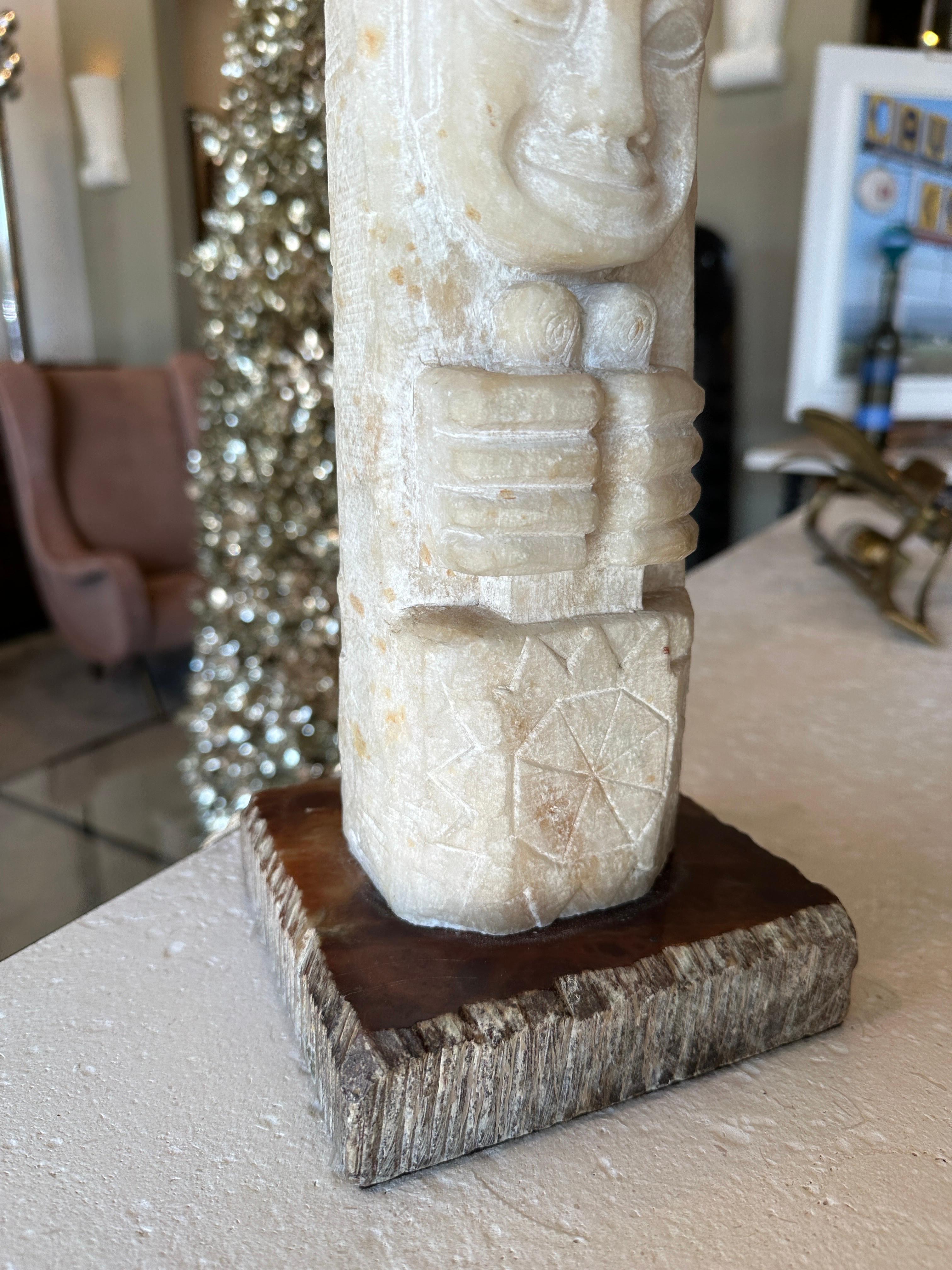 vintage carved alabaster lamp