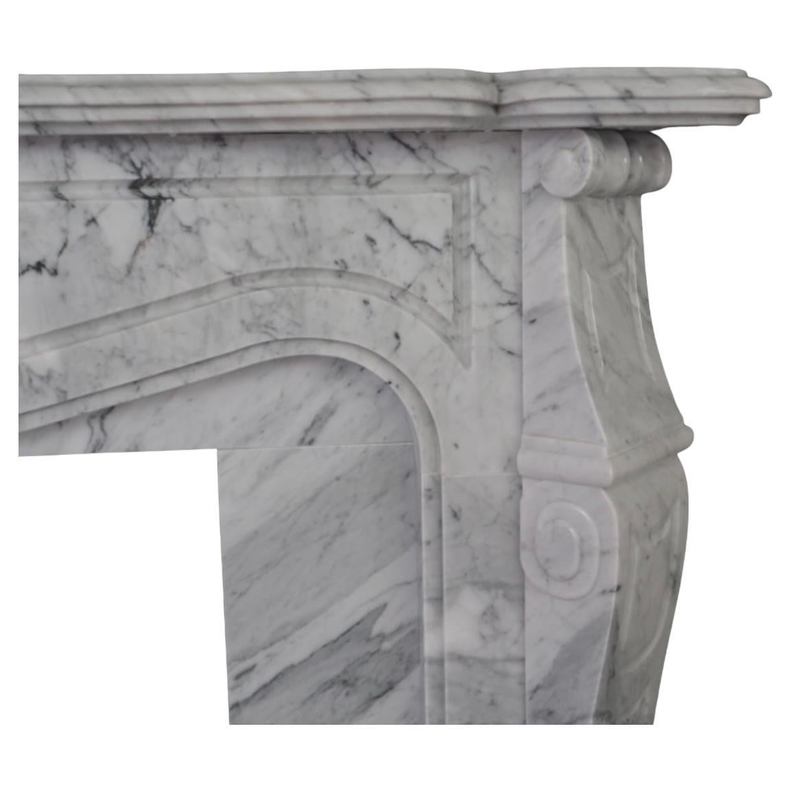 Hand-Carved Hand Carved French Style Marble Fireplace Mantel For Sale
