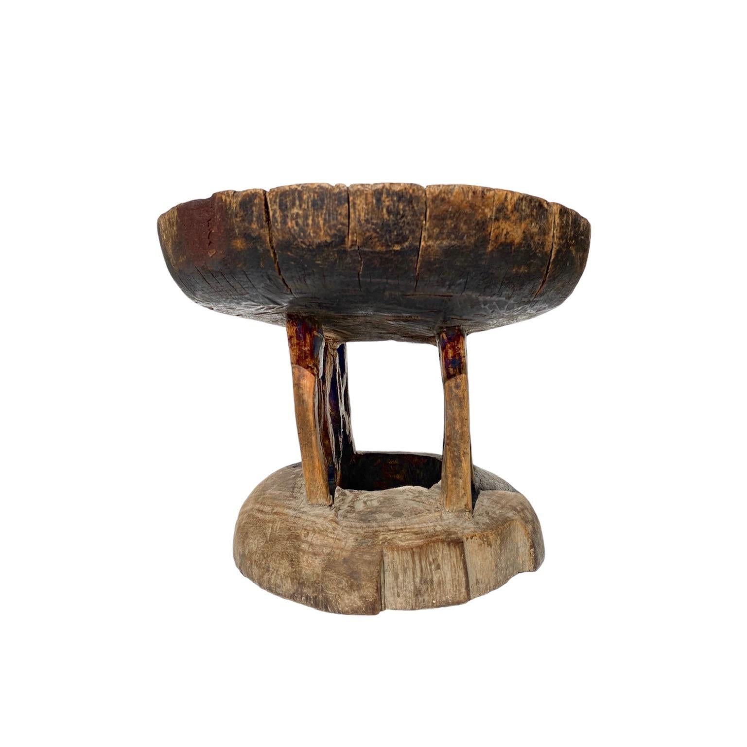 Hand Carved from Single Piece of Wood, Tonga Stool  In Good Condition For Sale In Jupiter, FL