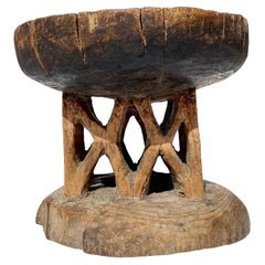 Vintage Hand Carved from Single Piece of Wood, Tonga Stool 