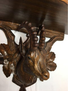 Hand Carved from the Swiss Black Forest Regions Ibex Wall Decoration Shelf