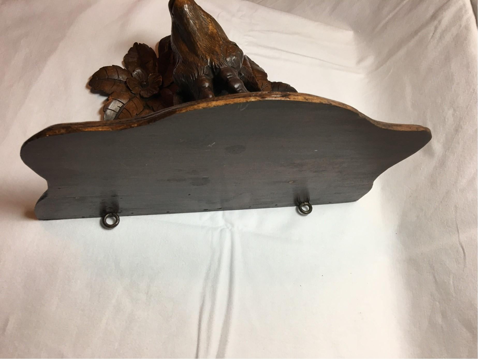 Late 19th Century Hand Carved from the Swiss Black Forest Regions Ibex Wall Decoration Shelf For Sale