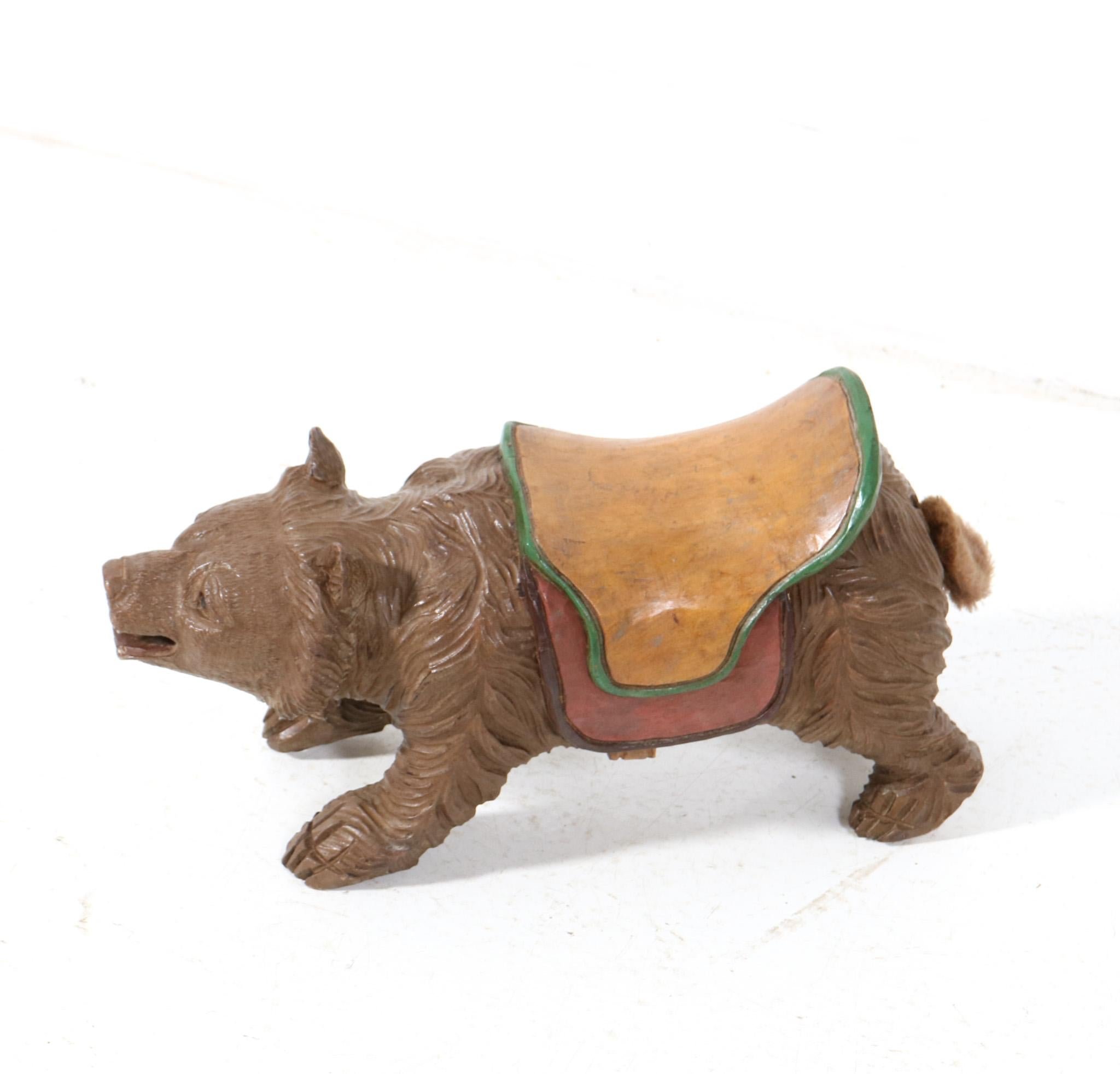 Hand-Carved Fruitwood Black Forest Bear Germany, 1920s In Good Condition For Sale In Amsterdam, NL