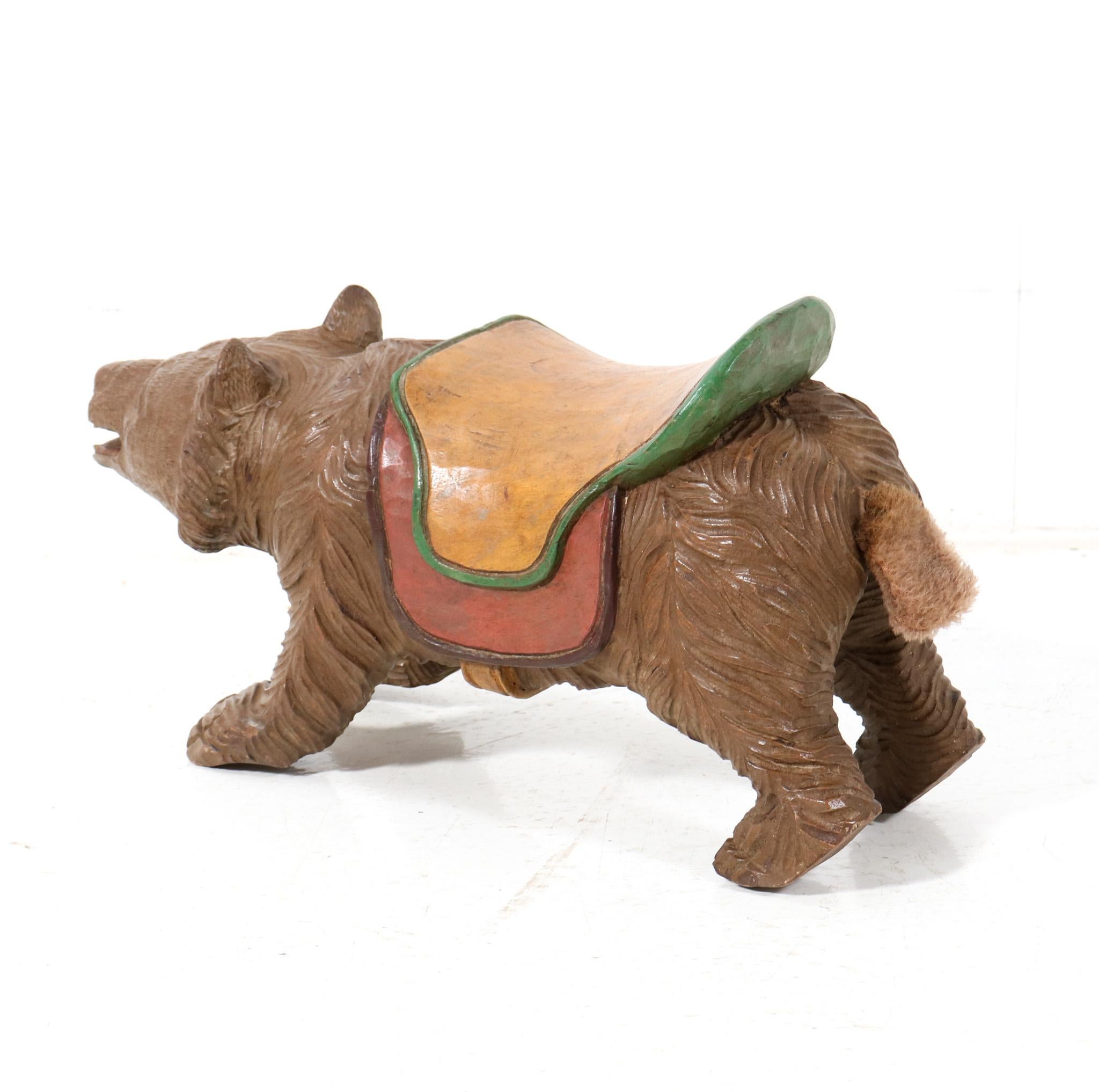Early 20th Century Hand-Carved Fruitwood Black Forest Bear Germany, 1920s For Sale