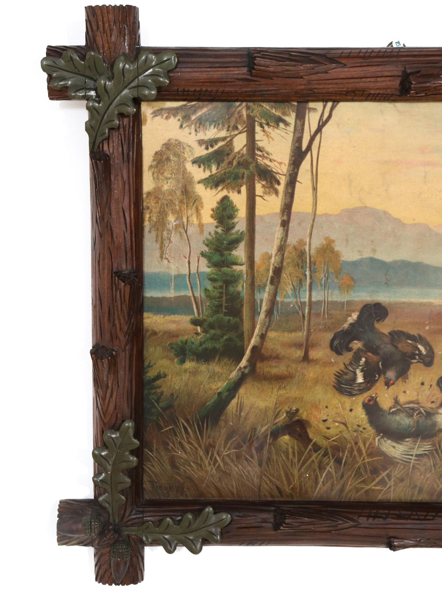 Stunning Black Forest picture frame.
Striking German design from the 1900s.
Hand-carved and hand-painted fruitwood frame.
This wonderful hand-carved and hand-painted Black Forest picture frame is in very good original condition with minor wear