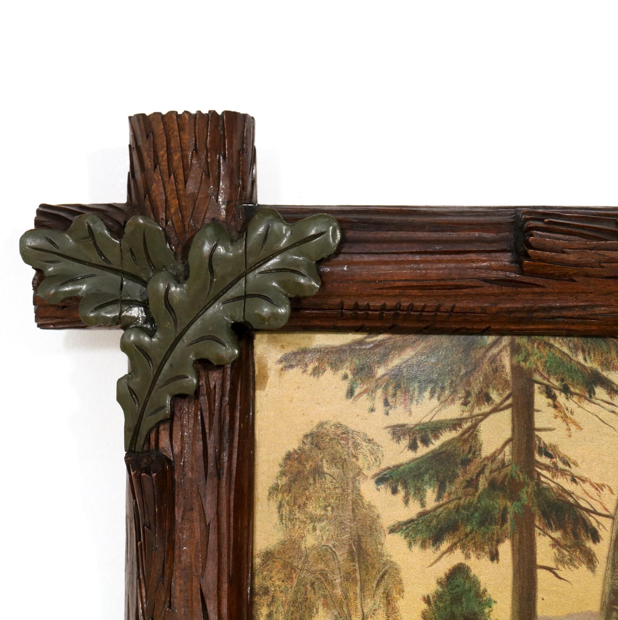 Early 20th Century Hand Carved Fruitwood Black Forest Frame Germany, 1900s For Sale