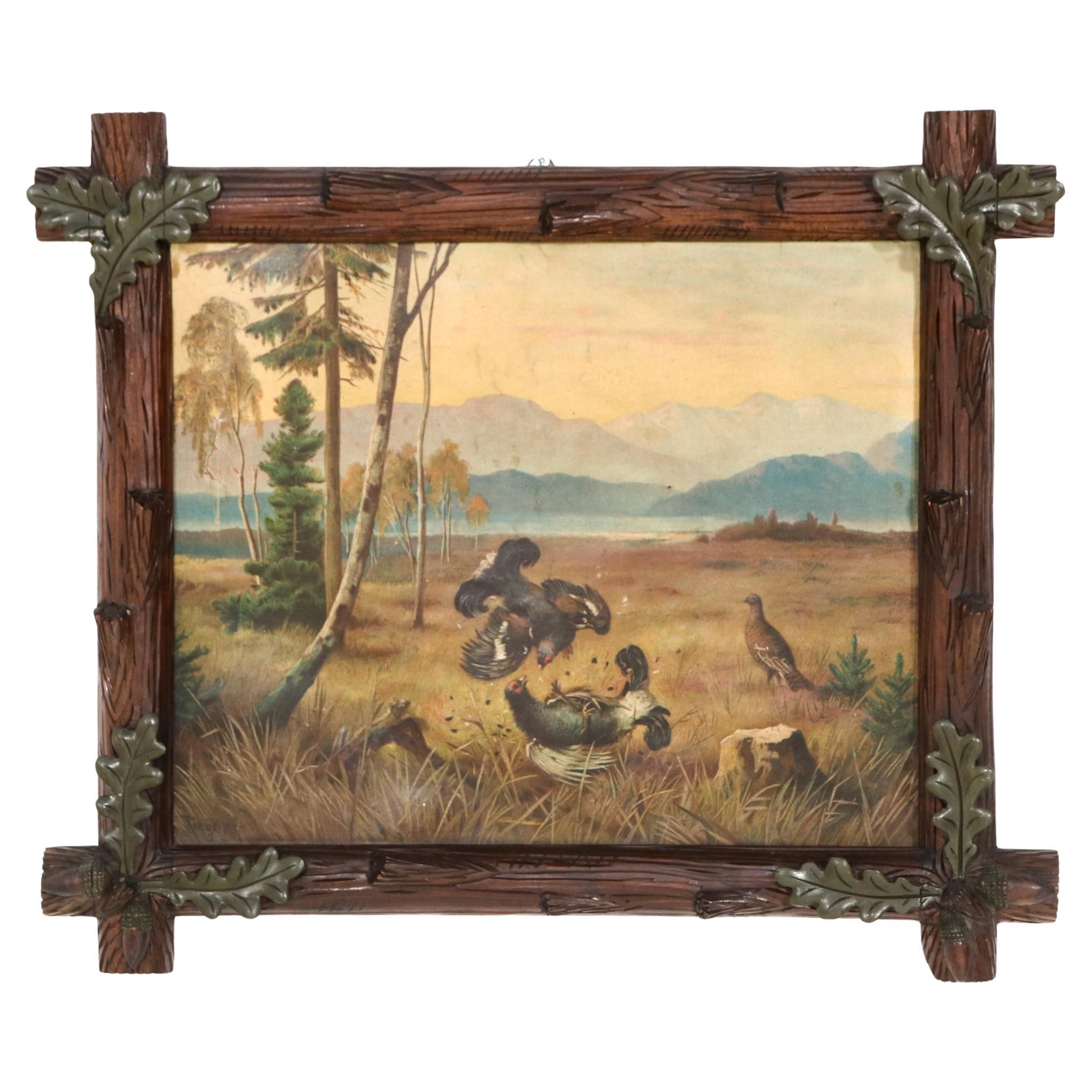 Marco de madera de frutal tallada a mano Black Forest Alemania, 1900