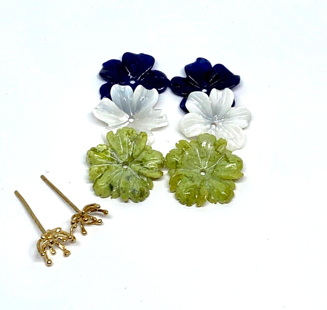 gemstone flower earrings