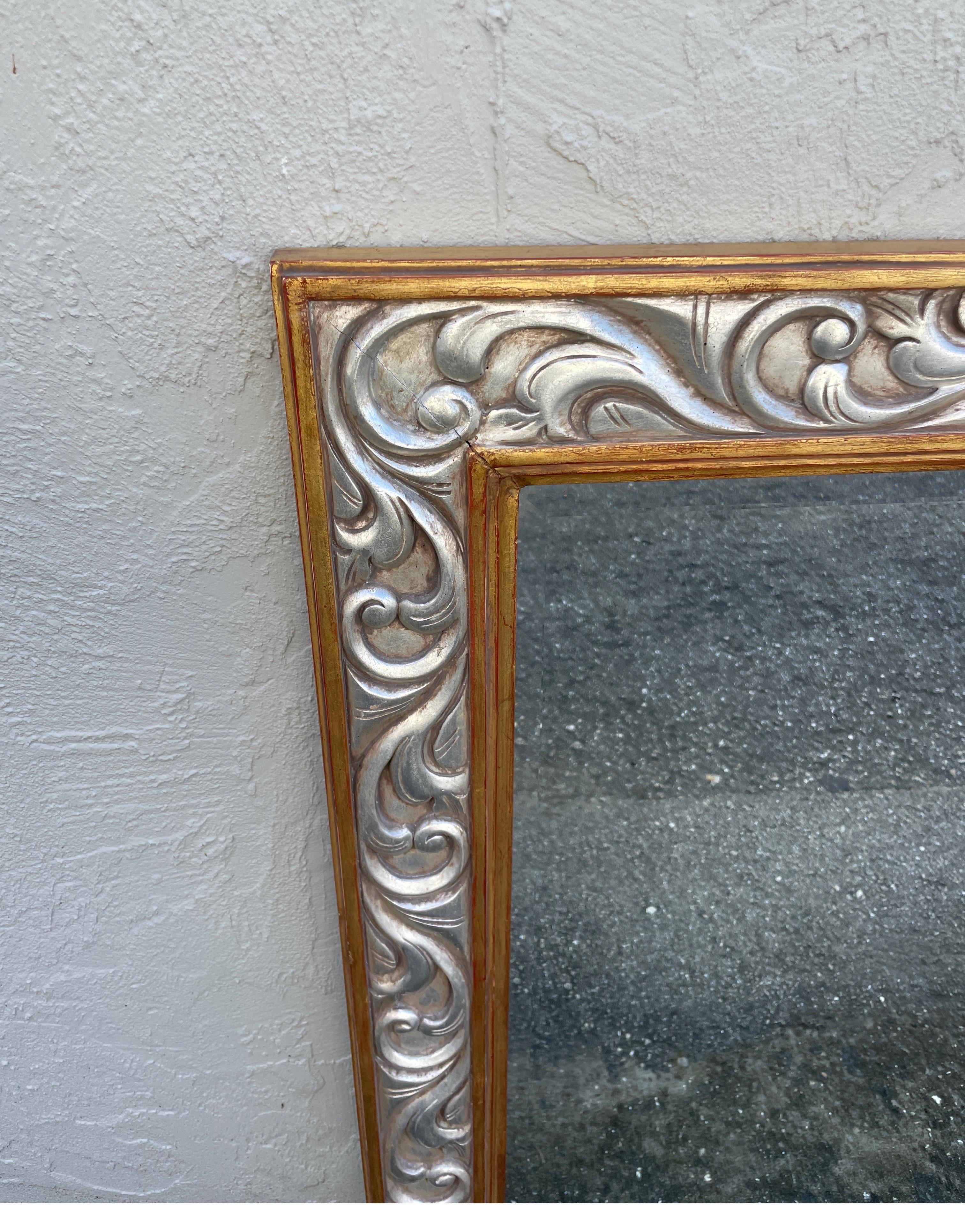 American Hand Carved & Gilded Mirror by Harrison & Gil For Sale