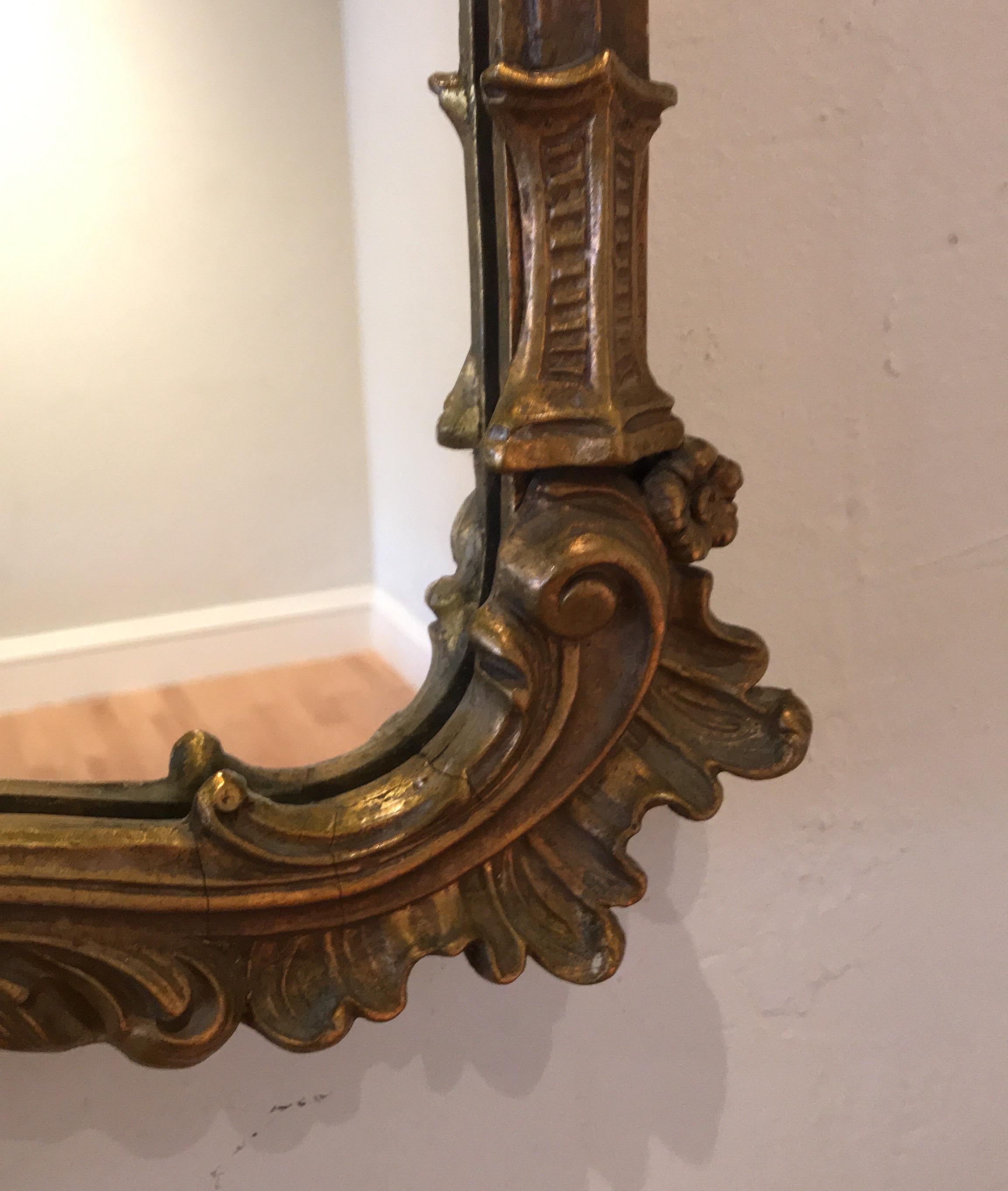 20th Century Hand Carved and Gilded Vintage Pagoda Mirror by Decorative Arts