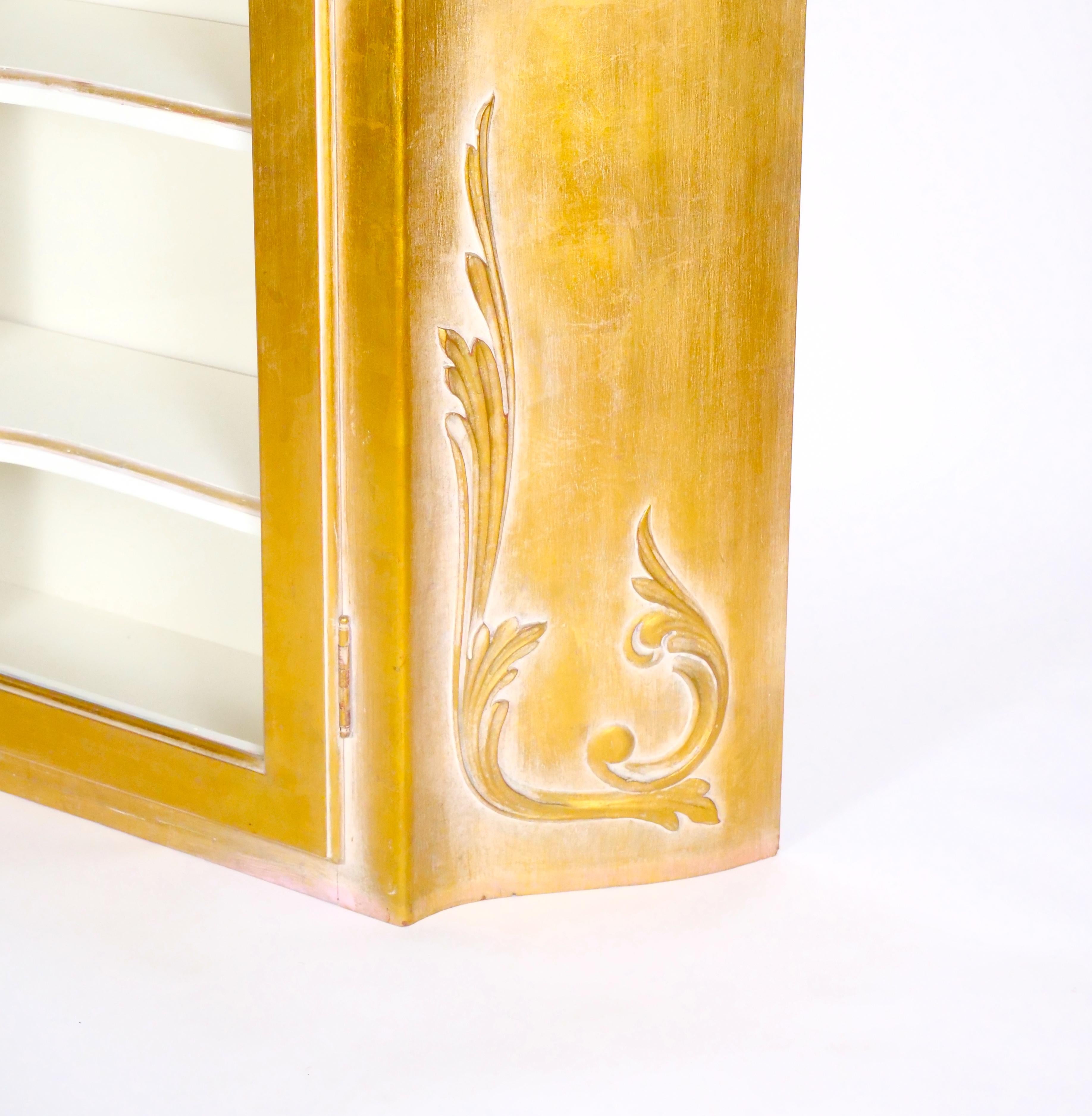 Hand Carved Gilt Gold Painted Exterior Two Part Display Cabinet For Sale 6