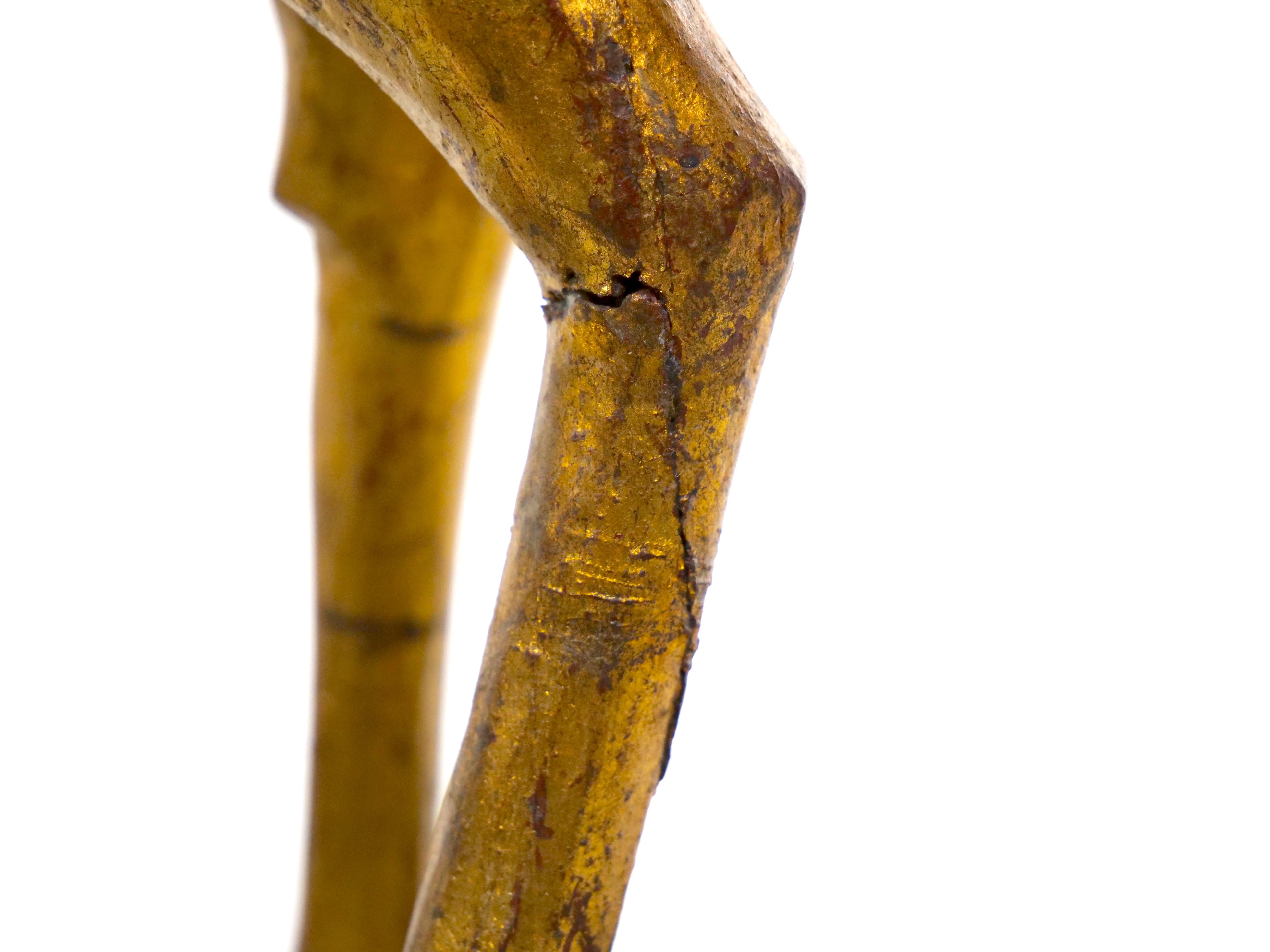Escultura Caballo Decorativa Tallada a Mano en Oro Dorado / Base de Madera 9