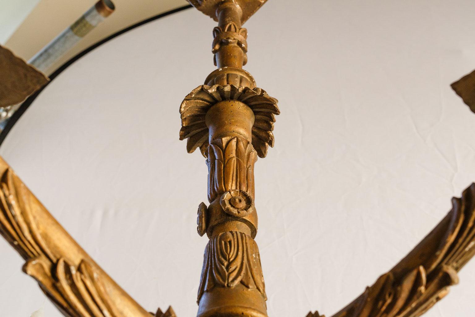 Rare Italian  Antique Carved Wood Chandelier 8