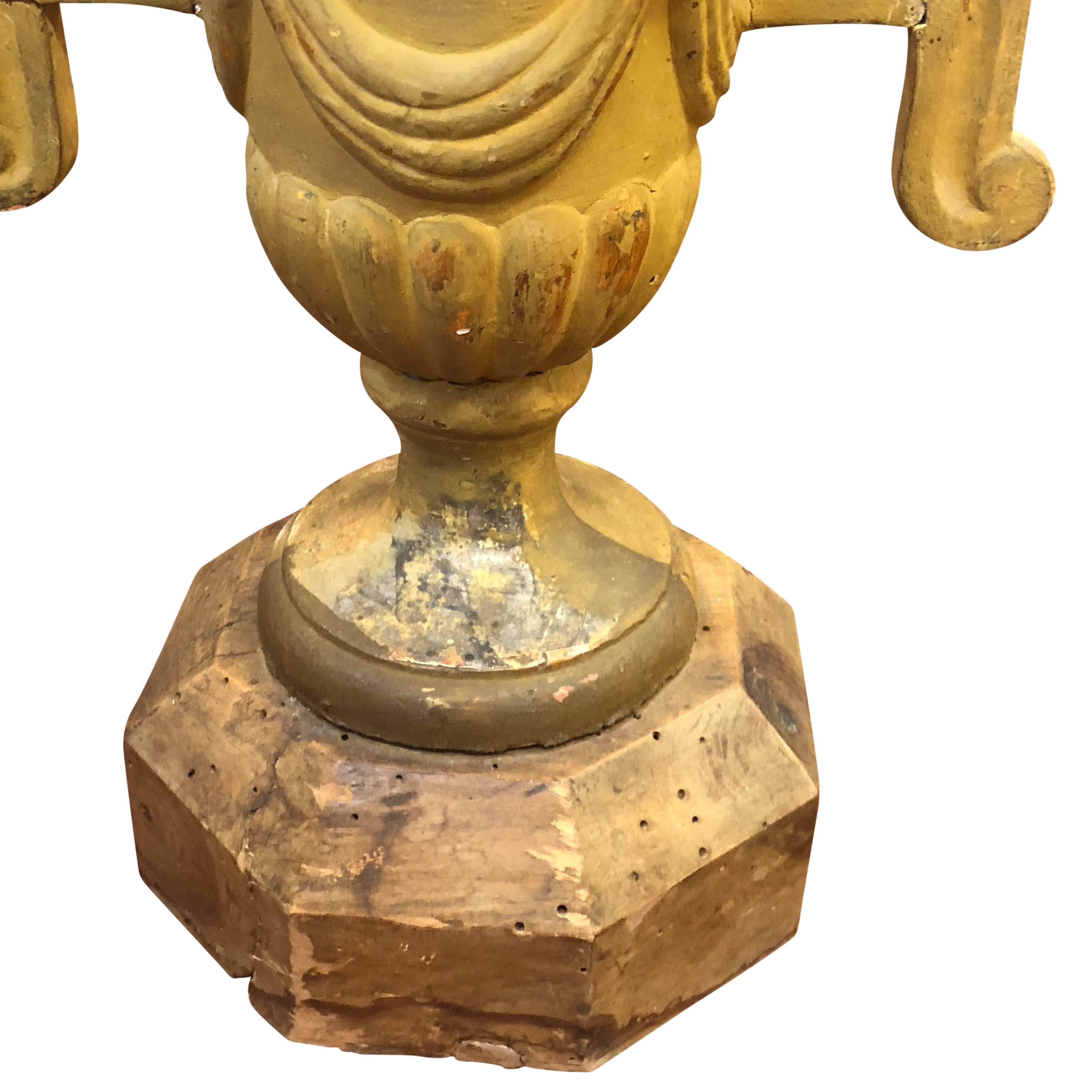 Hand-Carved Giltwood Churn Urn Side Table For Sale 1