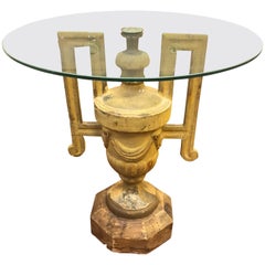 Antique Hand-Carved Giltwood Churn Urn Side Table
