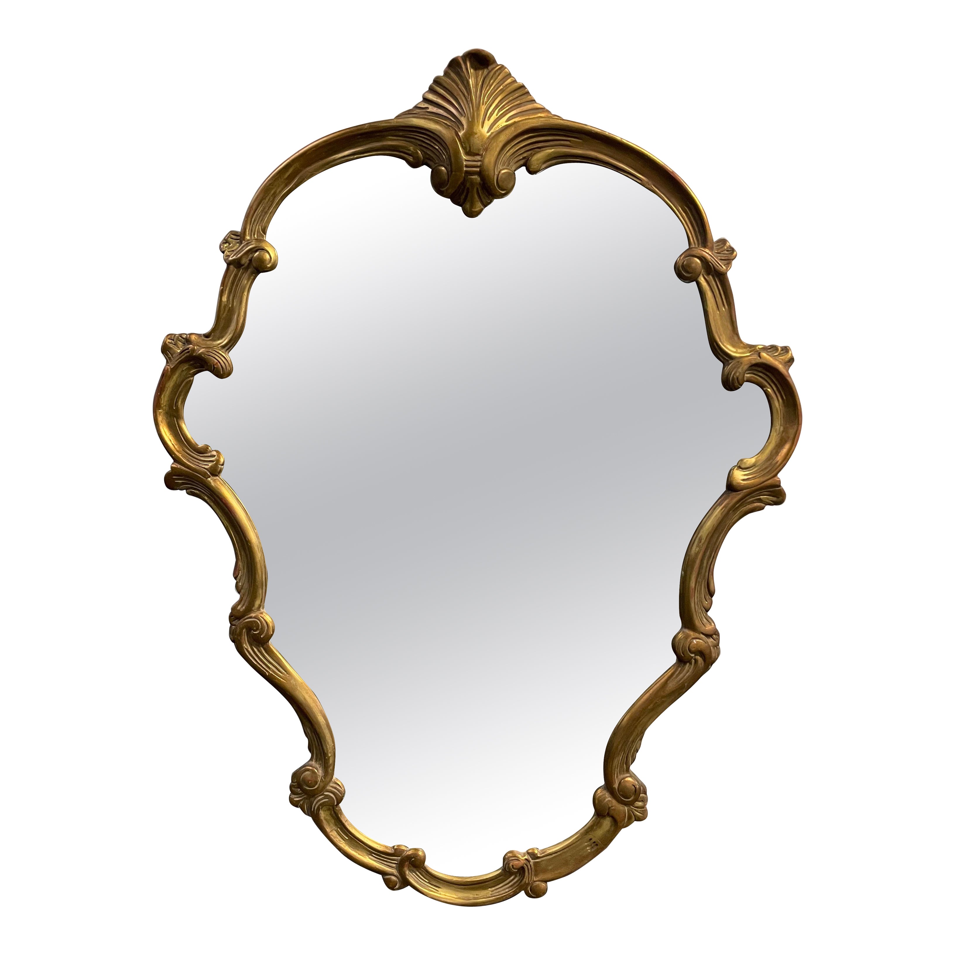 Hand Carved Giltwood Italian Mirror with Shell For Sale