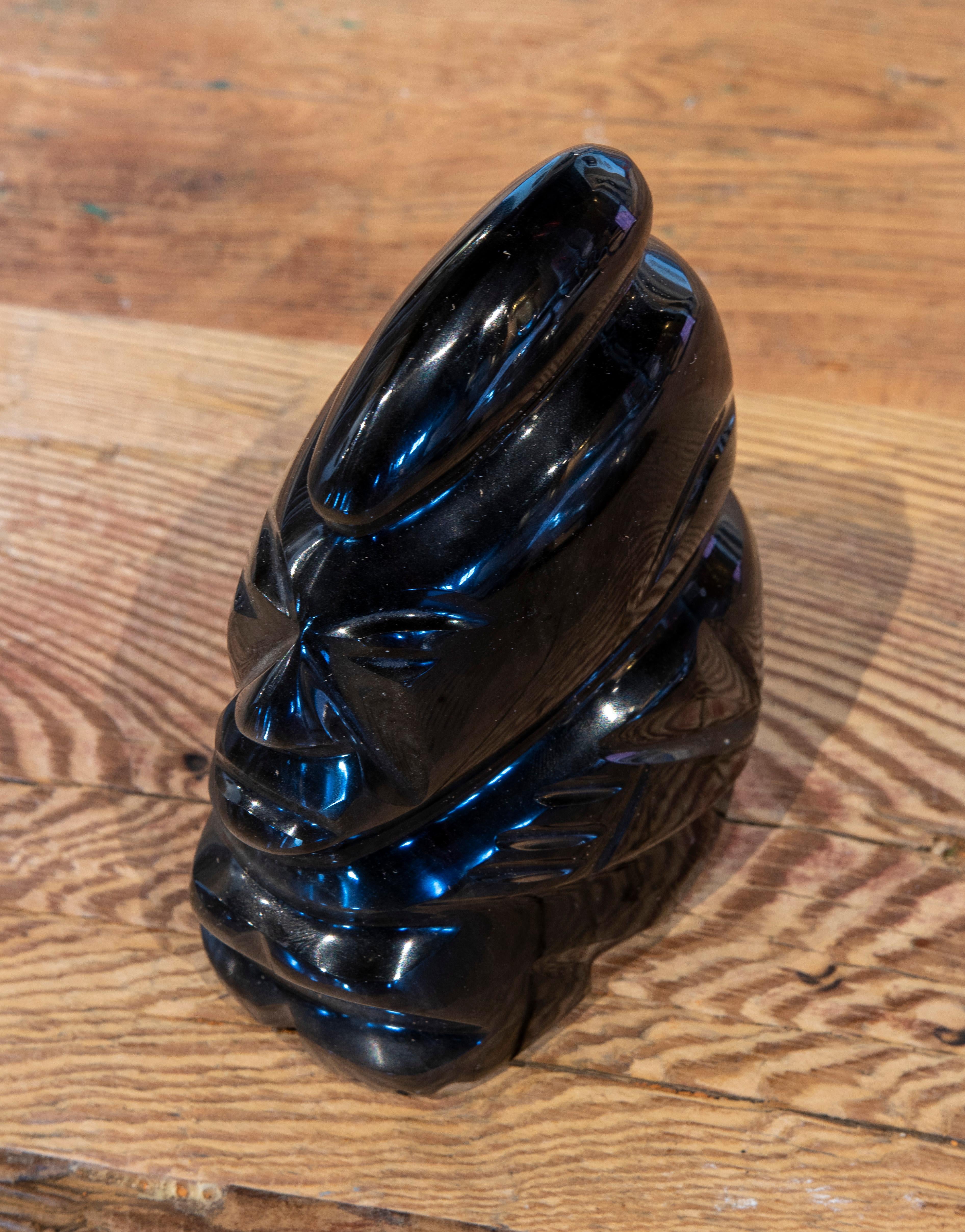 Hand Carved Glass Figure of a Semi-Seated Personage For Sale 6