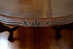 Hand Carved Glass-Top Walnut Tea Tray Table with Deep Patina, Antique