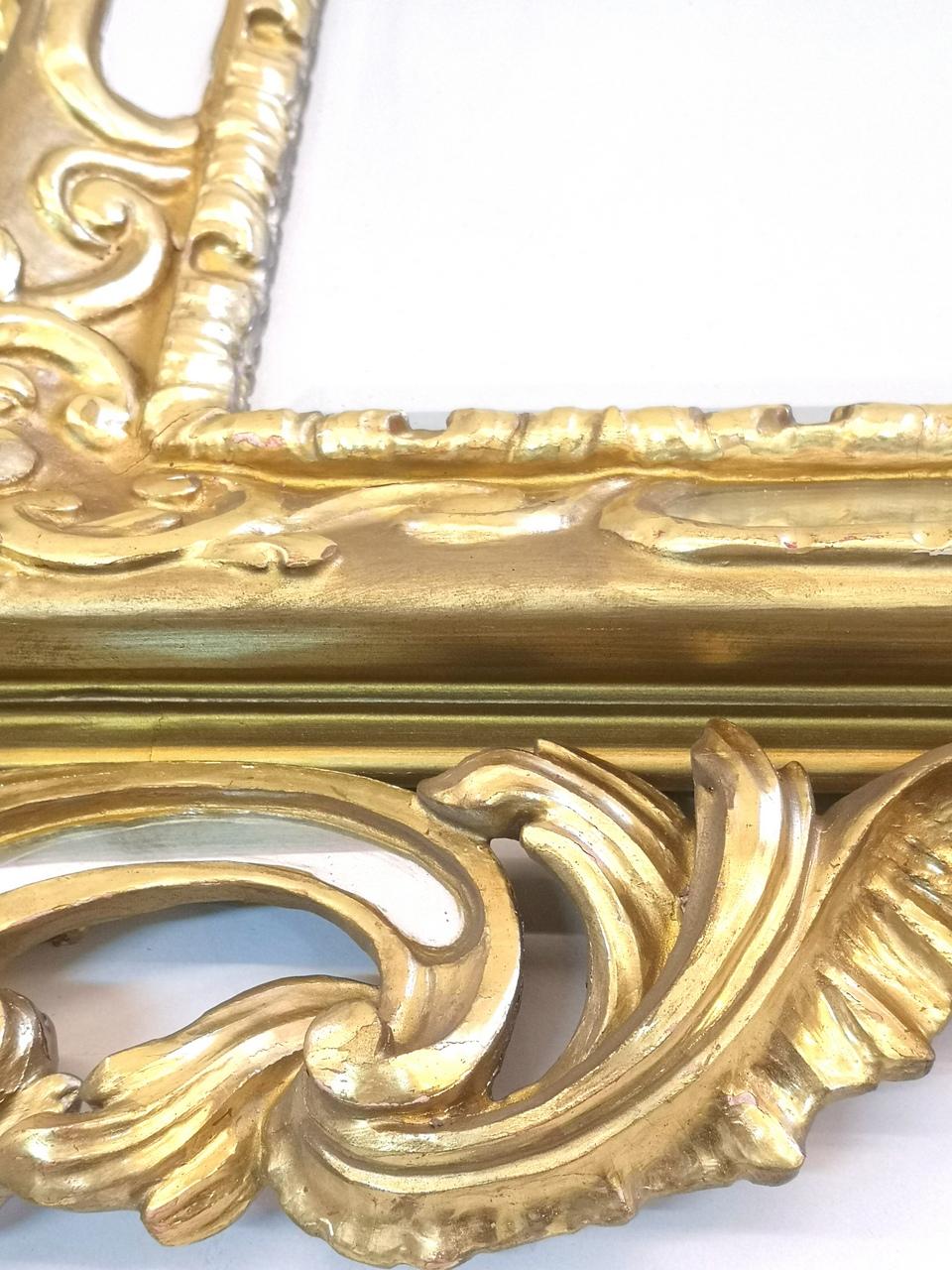 Gold Leaf Hand Carved Gold-Plated Wooden Mirror, 19th Century