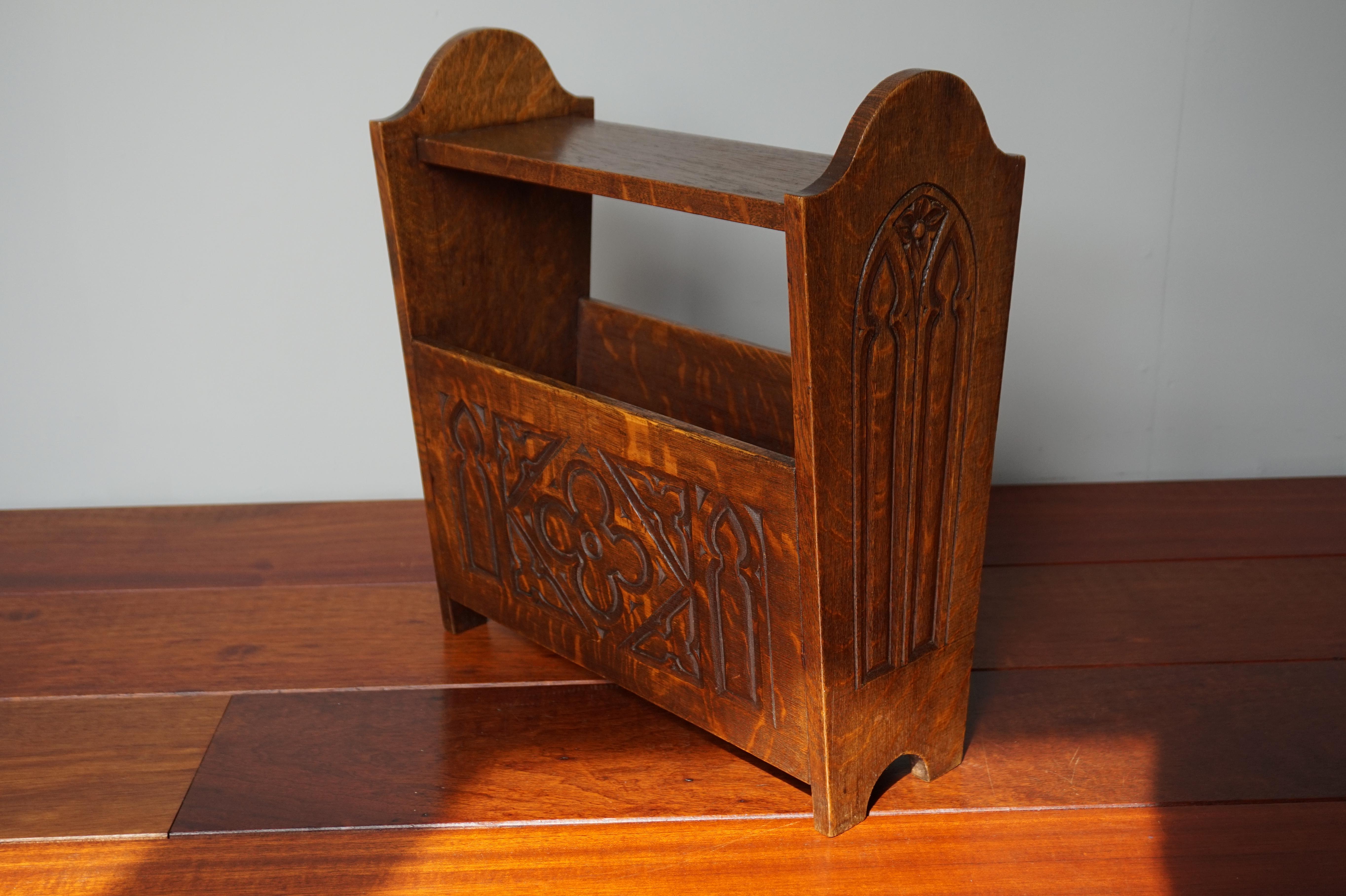 Beautiful, practical and very rare antique magazine holder.

With a combined experience of more than 30 years in the antiques trade we had never seen a Gothic revival magazine and newspaper stand. To have found one in this museum worthy condition