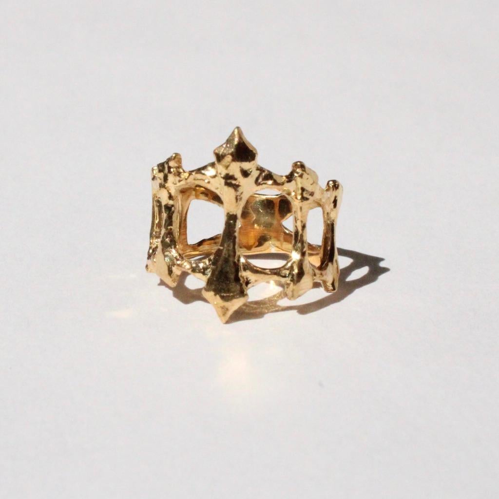 For Sale:  Hand Carved Gothic Ring in 14 Karat Gold 2