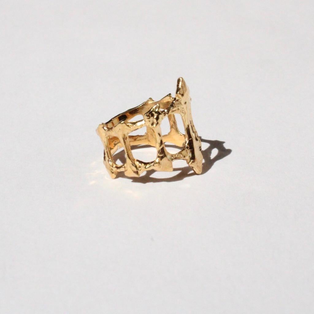 For Sale:  Hand Carved Gothic Ring in 14 Karat Gold 4