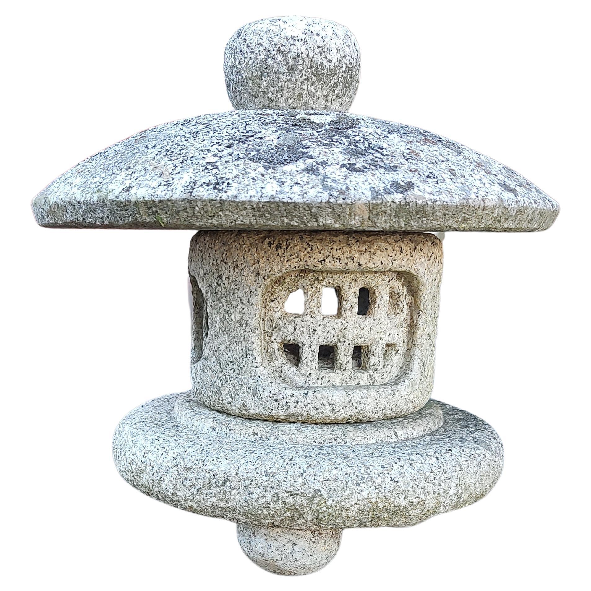 Japanese Hand Carved Vintage Granite Stone Garden Pagoda 4 Pieces For Sale