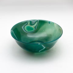 Hand Carved Green Agate Semi-Precious Stone Bowl