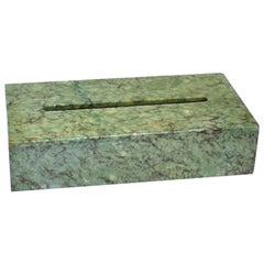 Hand Carved Green Alabaster Stone Tissue Box Cover, Italy