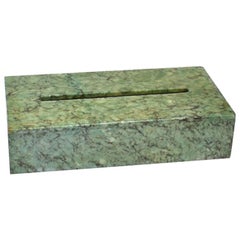 Retro Hand Carved Green Alabaster Stone Tissue Box Cover, Italy