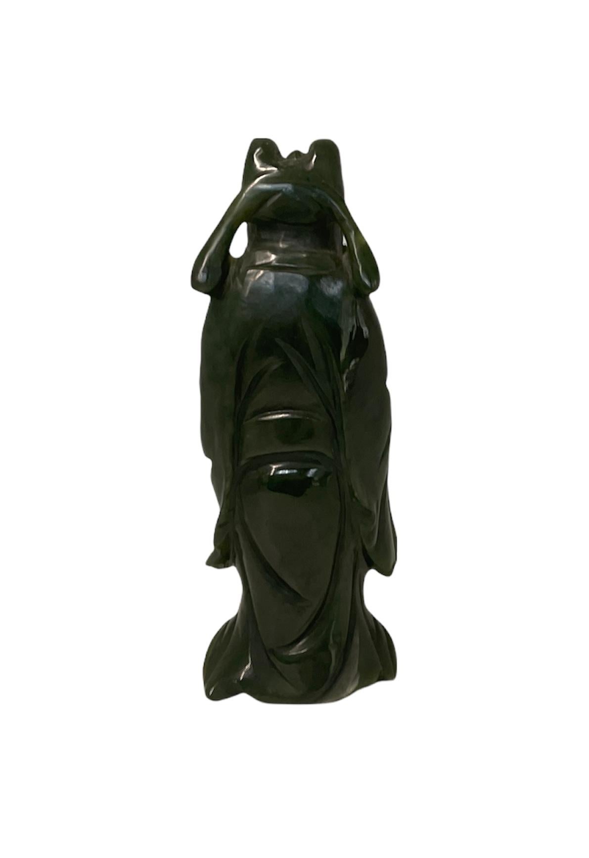 Hand Carved Green Pine Color Jade Small Chinese Wise Man Sculpture/Figurine 5