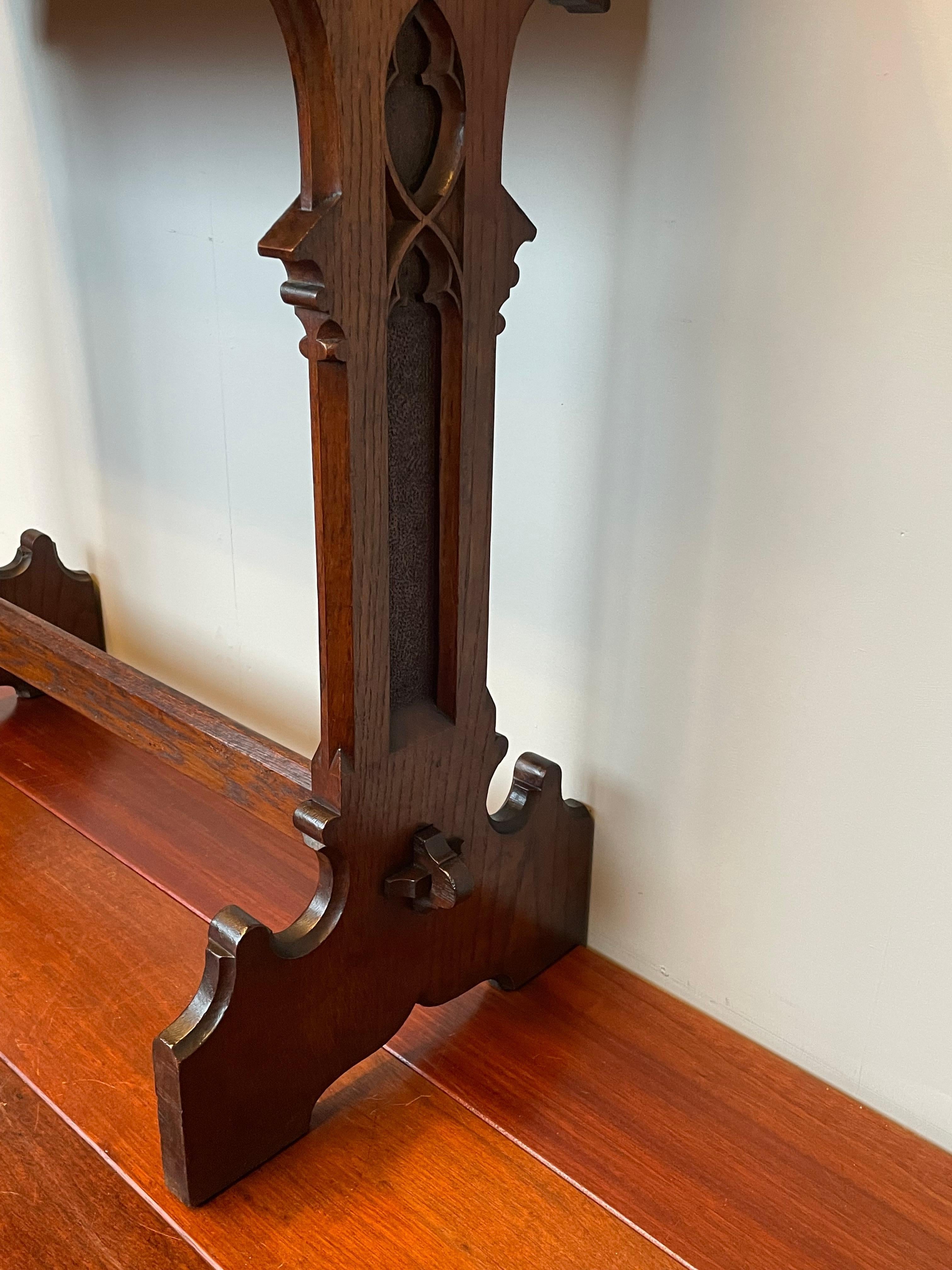 Hand Carved & Hand Crafted Solid Oak Gothic Revival Side or Console Table ca1900 For Sale 8