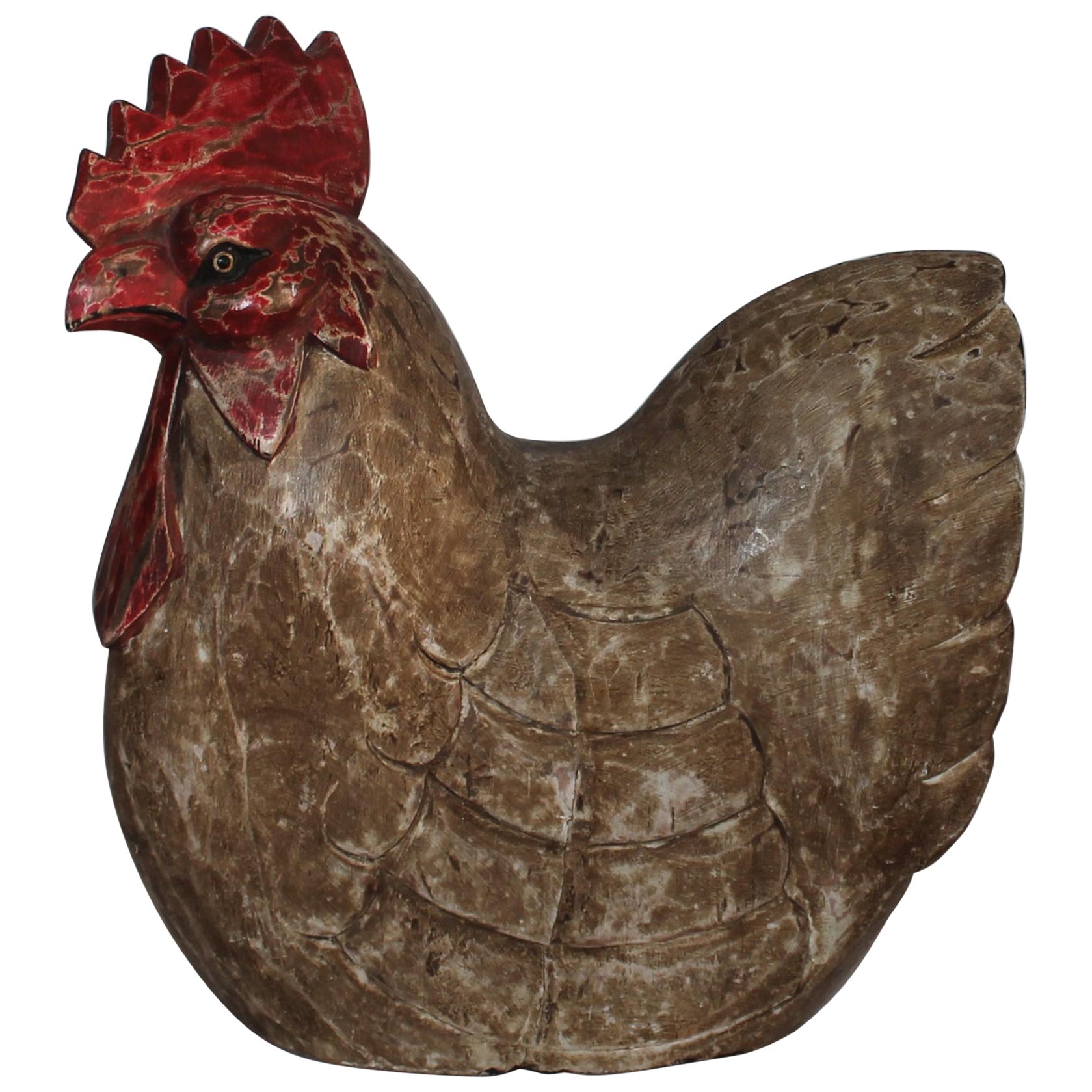 Hand Carved & Hand Painted Rooster Sculpture