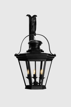 Hand Carved Hanging Wall Lamp in Bronze