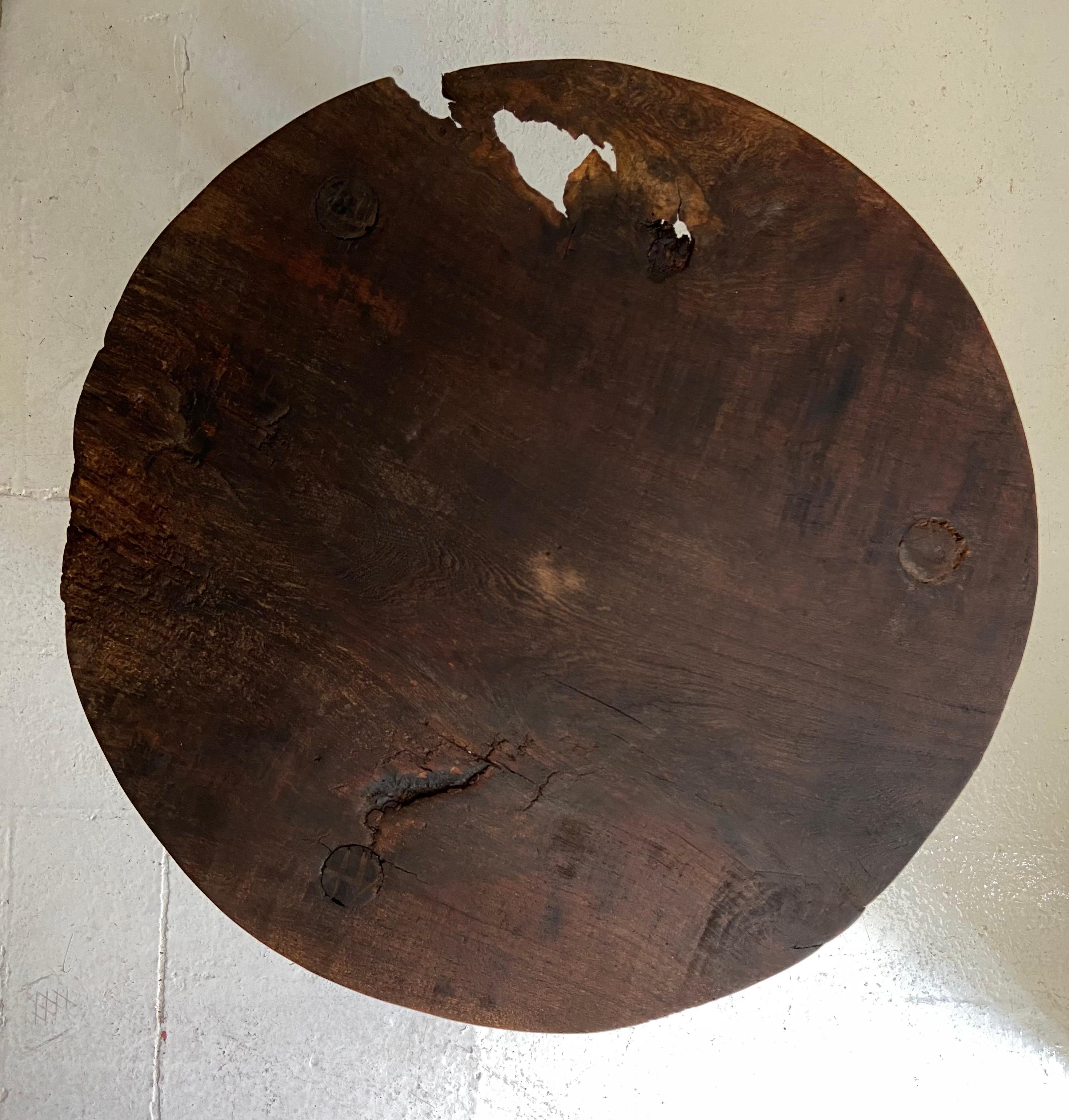 Hand Carved Hardwood Round Table From Mexico, Circa 1980´s 8