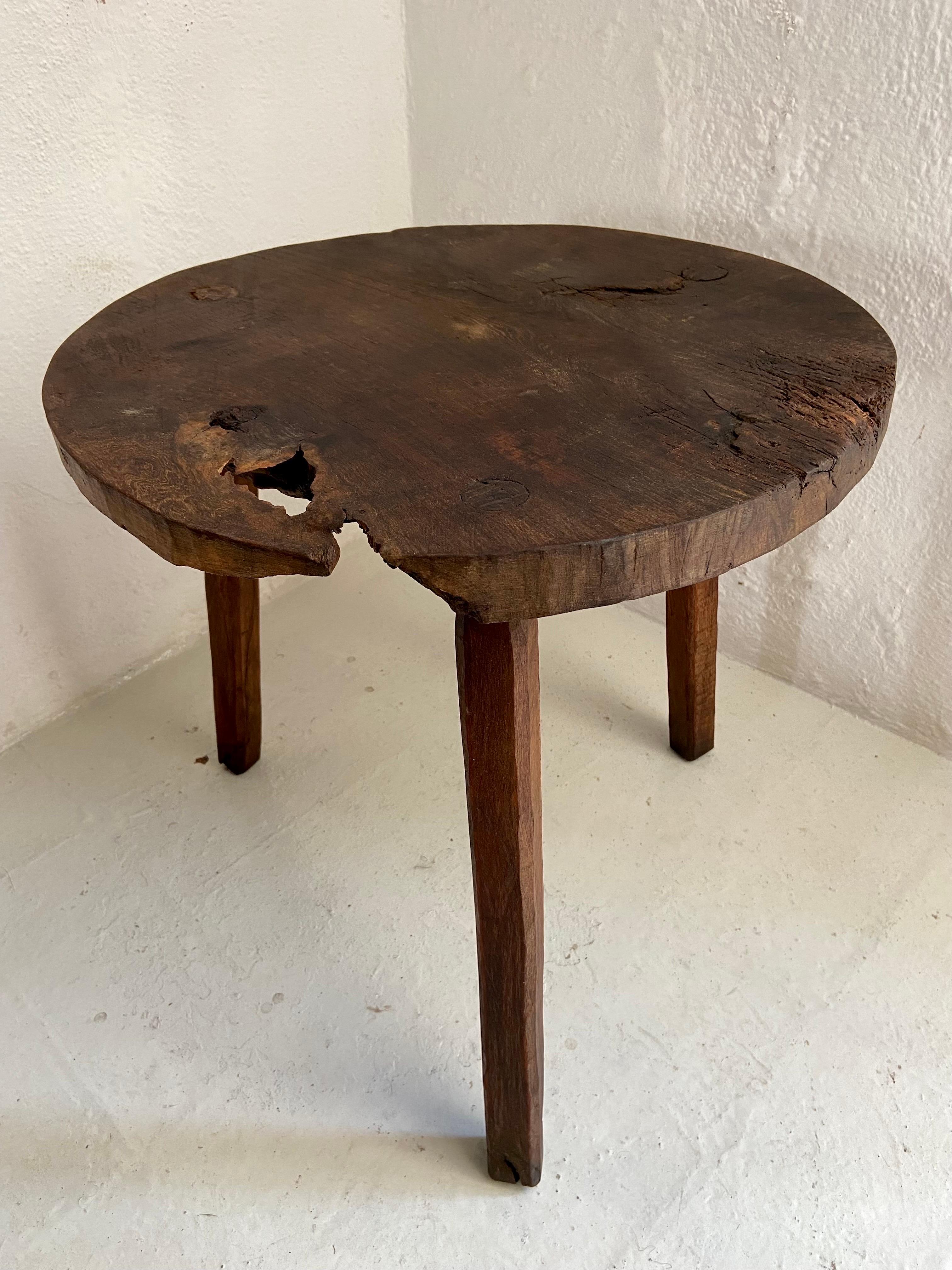 Hand Carved Hardwood Round Table From Mexico, Circa 1980´s 1