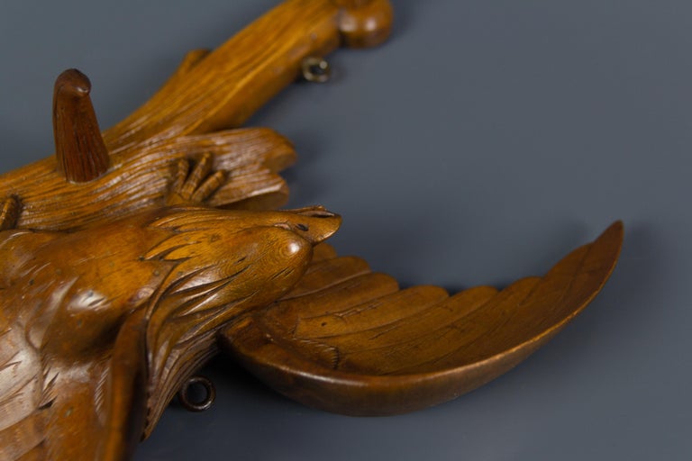 Eagle Hat Rack Hand Carved Hat Rack with Eagle Carving and Three Wooden Hooks, Germany ...