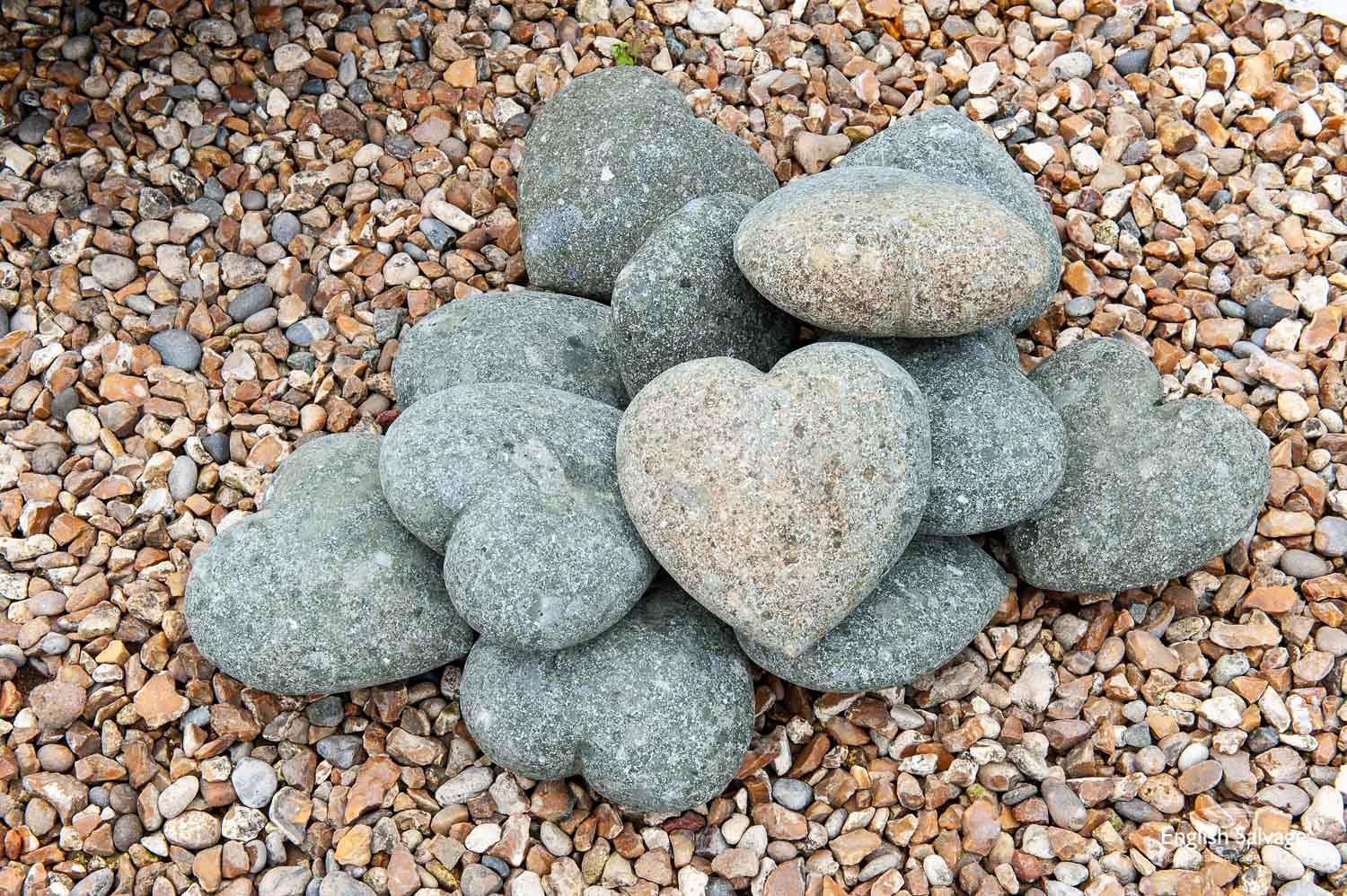 European Hand Carved Heart Shaped Stones, 20th Century For Sale