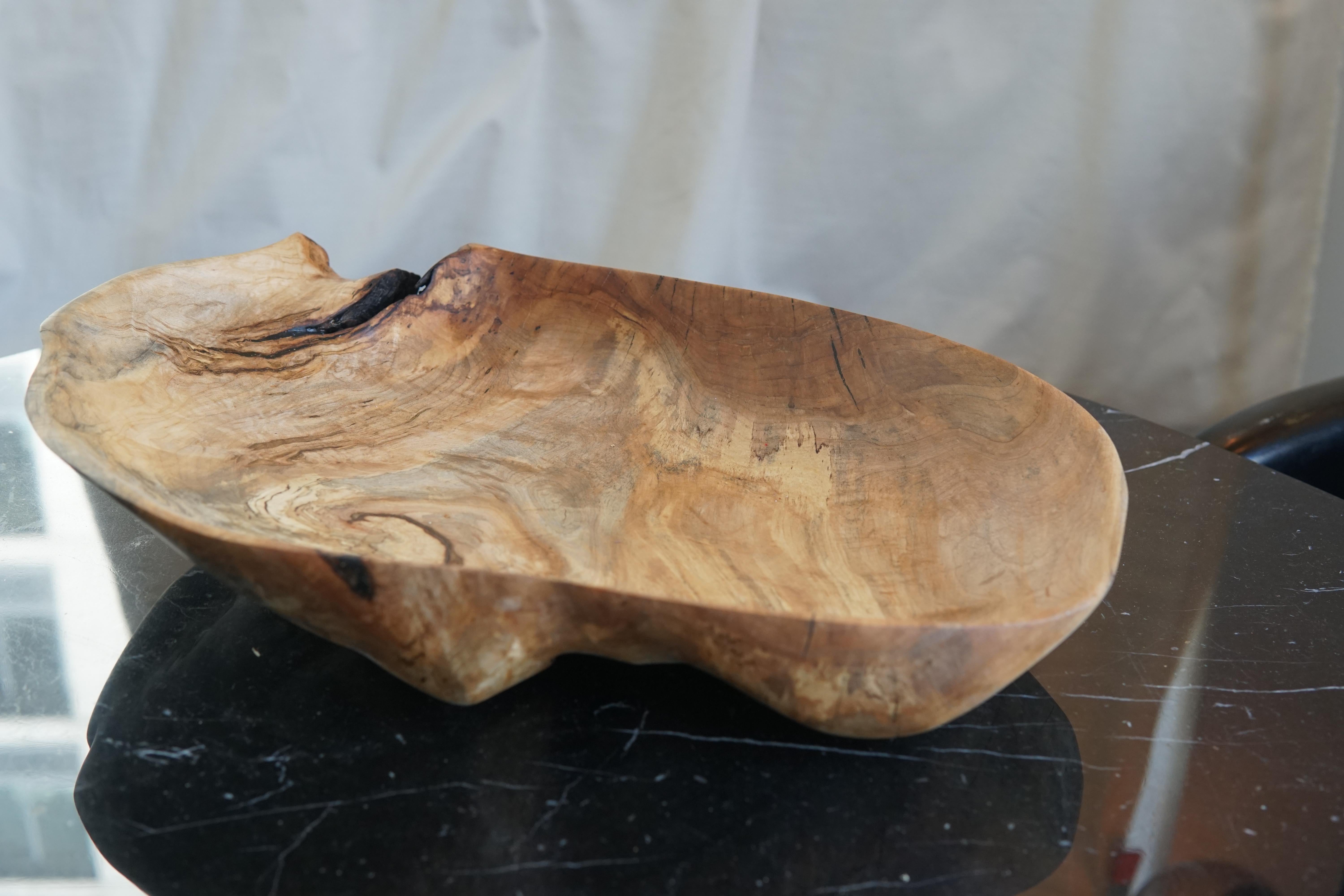 Pacanier Bol de centre de table en hickory sculpté à la main en vente