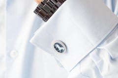 Hand-Carved Horse Agate Cameo Sterling Silver Gemstone Cufflinks